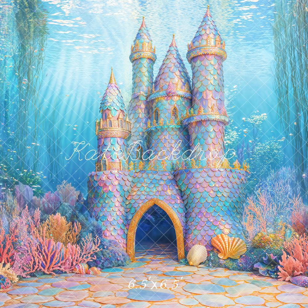Kate Mer Château Sirène Corail Anniversaire Toile de fond conçue par Emetselch - Kate Backdrop FR