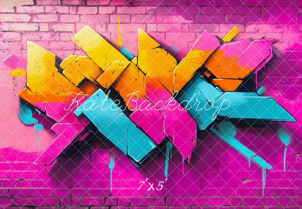 Kate Mur de briques Graffiti Rose Toile de fond conçue par Mini MakeBelieve - Kate Backdrop FR