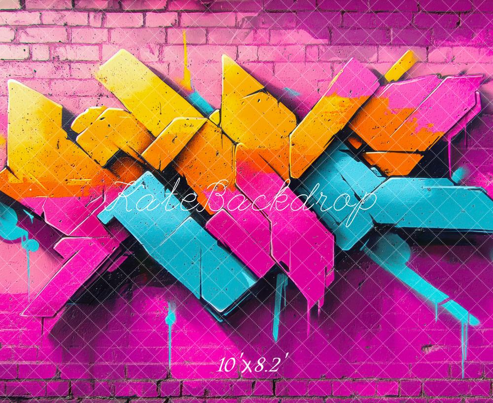 Kate Mur de briques Graffiti Rose Toile de fond conçue par Mini MakeBelieve - Kate Backdrop FR