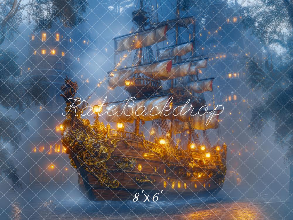 Kate Pirate Bateau Brume Aventure Toile de fond conçue par Mini MakeBelieve - Kate Backdrop FR