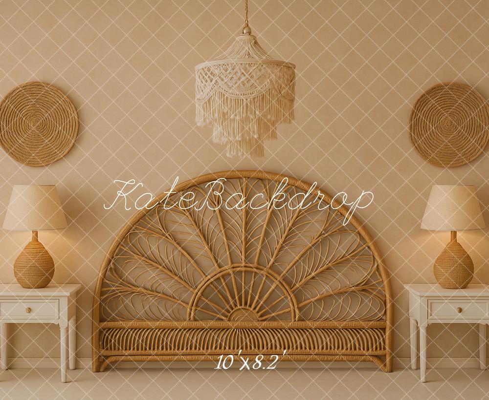 Kate Bohème Tête de lit Simple Beige Toile de fond conçu par Ashley Paul - Kate Backdrop FR