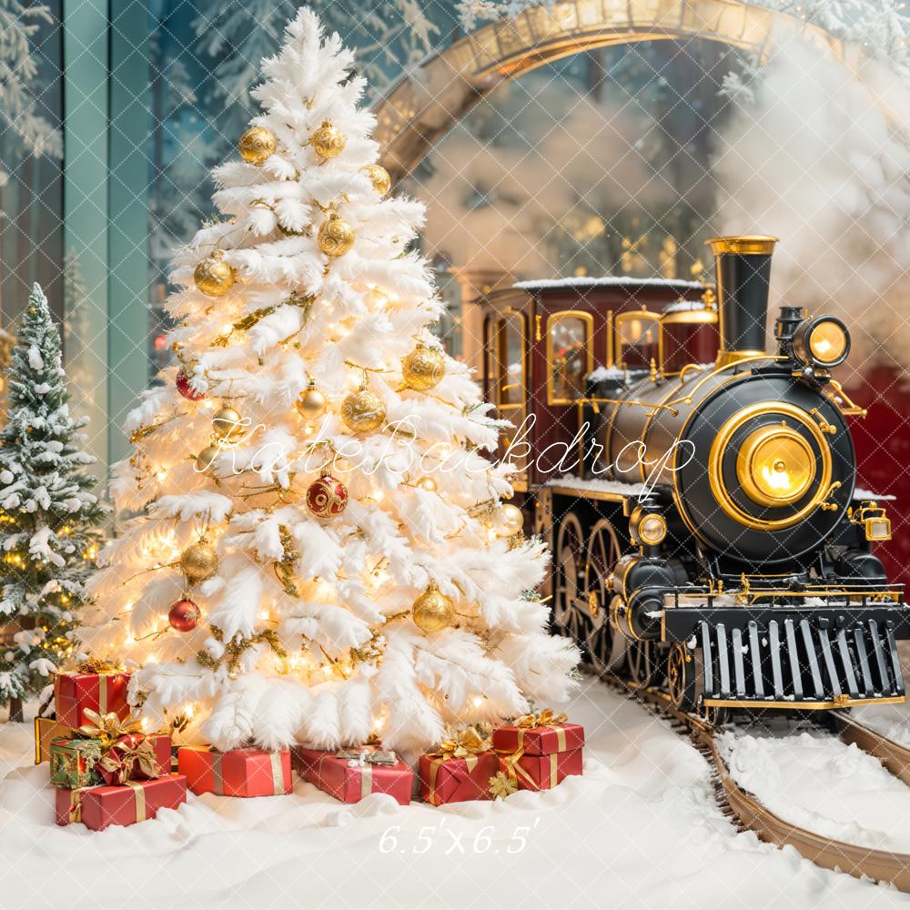 Kate Sapin de Noël Train Polaire Neige Toile de fond conçue par Emetselch