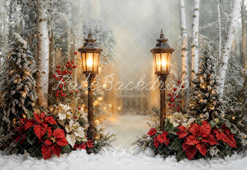 Kate Noël Lanterne Fleur Neige Forêt Toile de fond conçue par Emetselch - Kate Backdrop FR