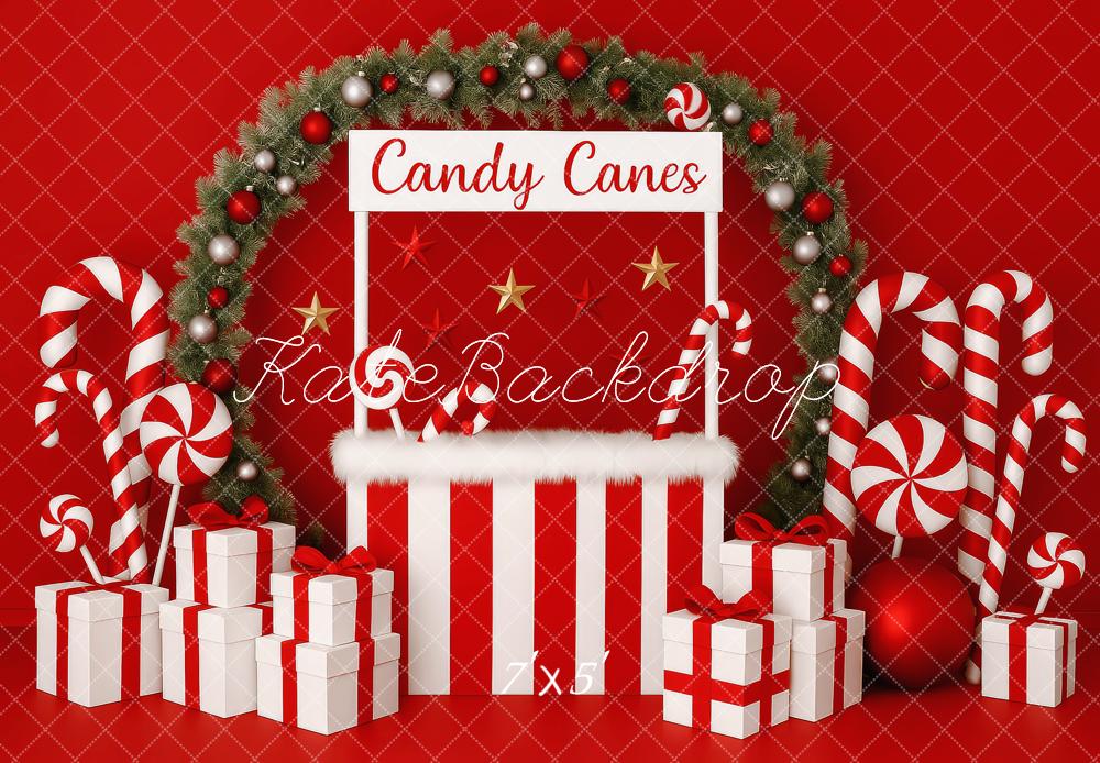 Kate Noël Rouge Cadeaux Bonbons Arche Toile de fond conçue par Patty Roberts - Kate Backdrop FR