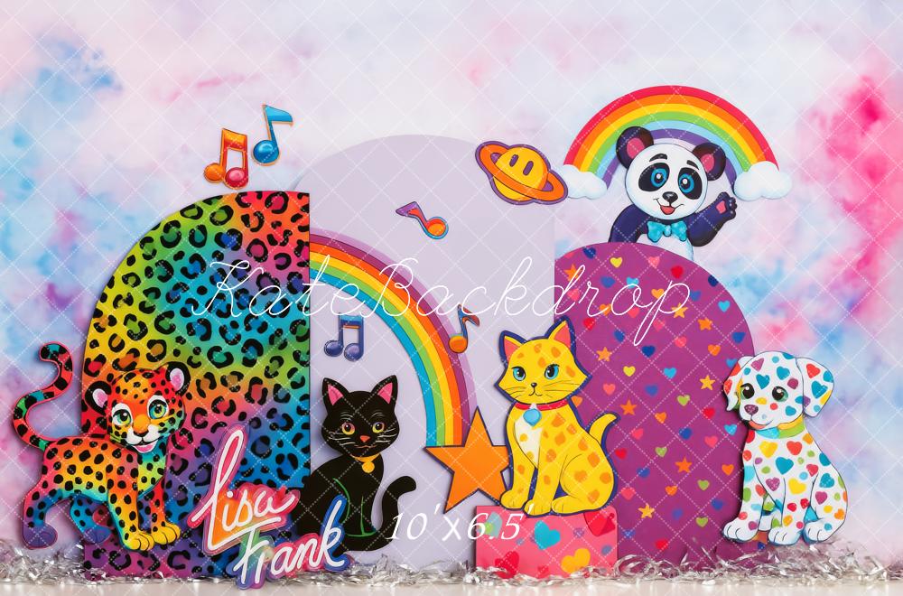 Kate Anniversaire Animaux Coloré Léopard Toile de fond conçue par Patty Roberts - Kate Backdrop FR