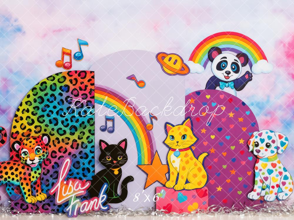 Kate Anniversaire Animaux Coloré Léopard Toile de fond conçue par Patty Roberts - Kate Backdrop FR