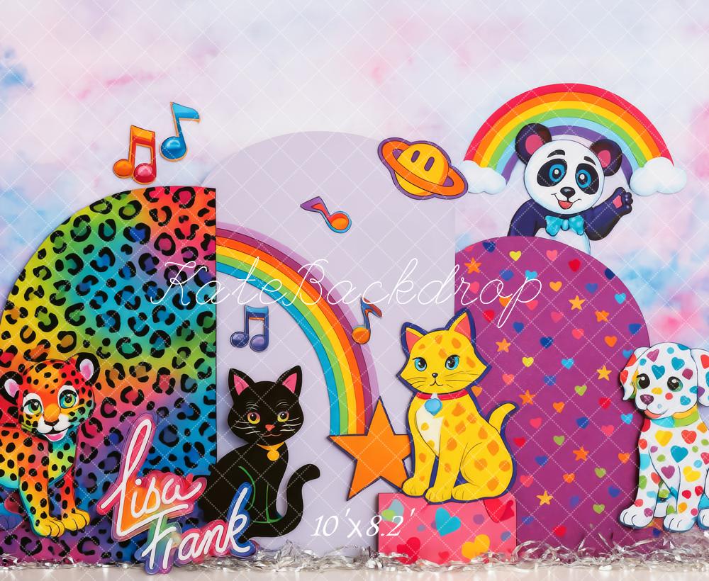 Kate Anniversaire Animaux Coloré Léopard Toile de fond conçue par Patty Roberts - Kate Backdrop FR