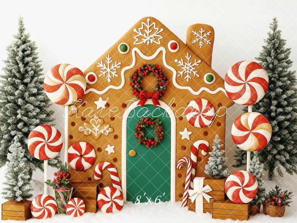 Kate Noël Maison en Pain d'épices Bonbons Toile de fond conçue par Patty Roberts - Kate Backdrop FR