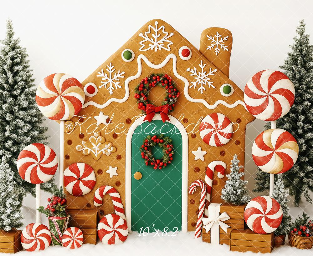 Kate Noël Maison en Pain d'épices Bonbons Toile de fond conçue par Patty Roberts - Kate Backdrop FR