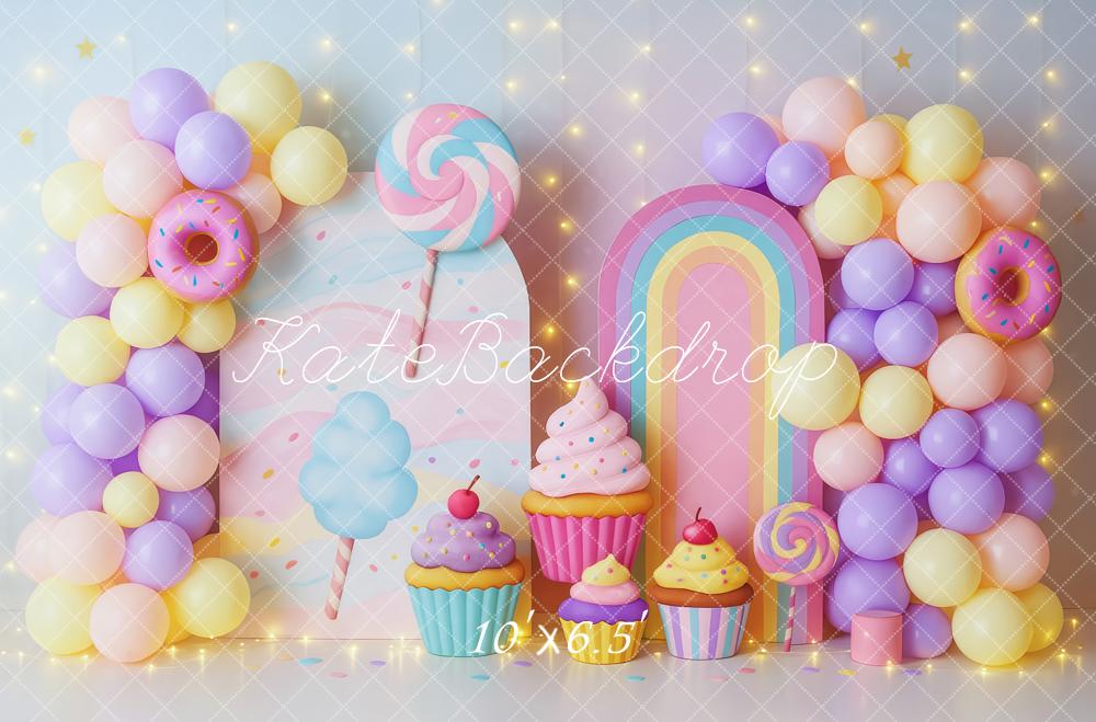 Kate Anniversaire Bonbon Gâteau Ballon Toile de fond conçue par Patty Roberts - Kate Backdrop FR