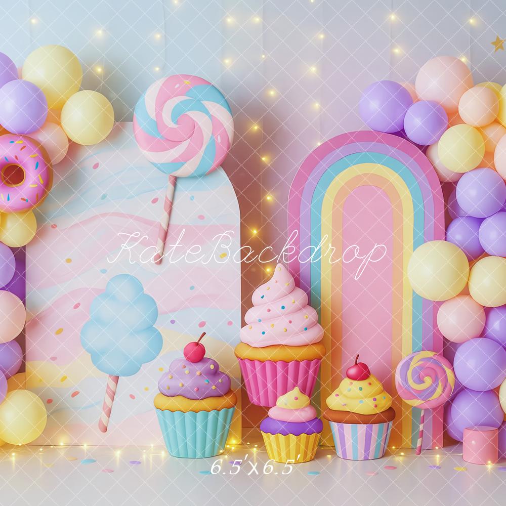 Kate Anniversaire Bonbon Gâteau Ballon Toile de fond conçue par Patty Roberts - Kate Backdrop FR