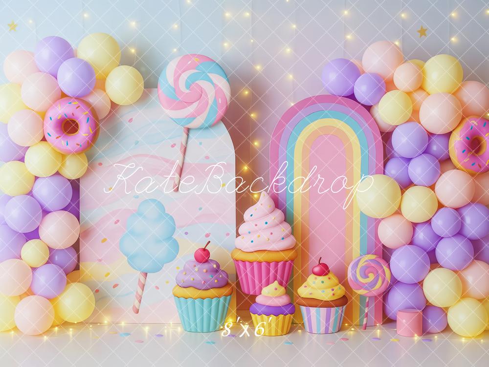 Kate Anniversaire Bonbon Gâteau Ballon Toile de fond conçue par Patty Roberts - Kate Backdrop FR