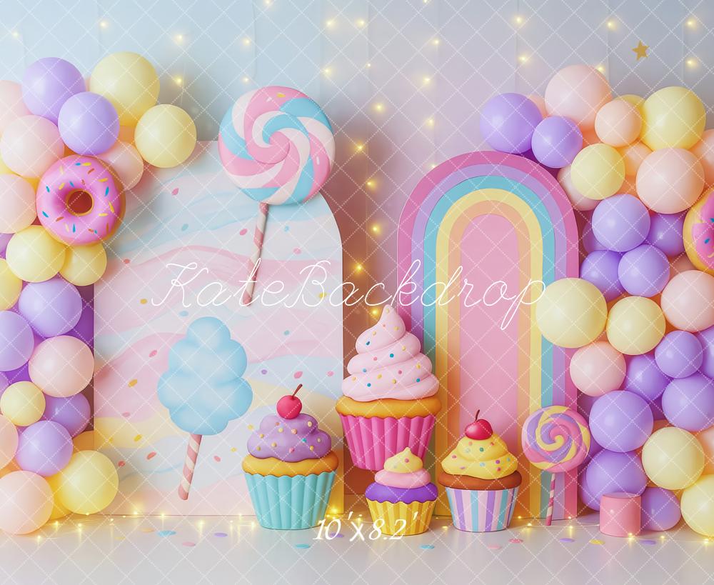 Kate Anniversaire Bonbon Gâteau Ballon Toile de fond conçue par Patty Roberts - Kate Backdrop FR