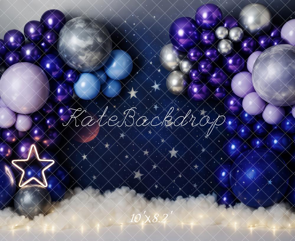 Kate Anniversaire Ballon Nuit Étoiles Toile de fond conçue par Patty Roberts - Kate Backdrop FR
