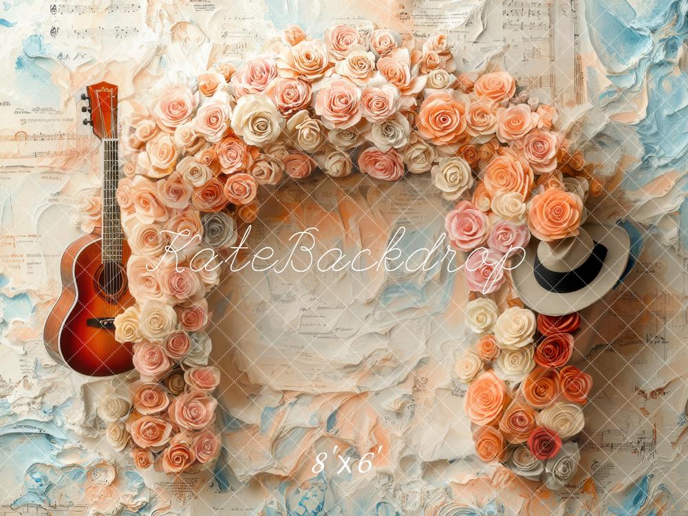 Kate Musique Fleur Arche Guitare Vintage Toile de fond conçue par Mini MakeBelieve - Kate Backdrop FR