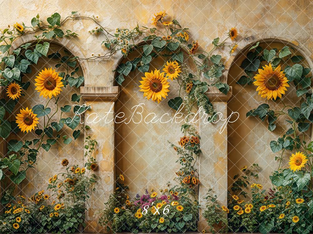 Kate Automne Tournesol Arche Mur Vintage Toile de fond conçue par Emetselch