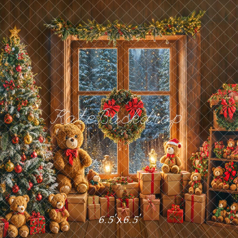 Kate Sapin de Noël Fenêtre Ours en peluche Toile de fond conçue par Emetselch