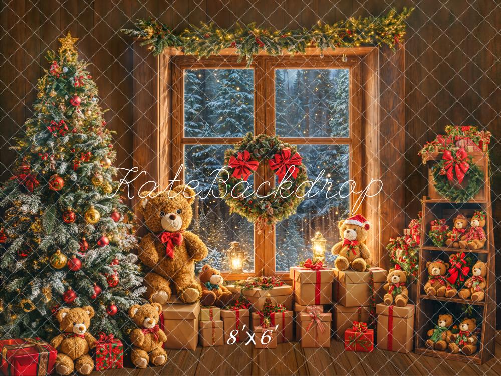 Kate Sapin de Noël Fenêtre Ours en peluche Toile de fond conçue par Emetselch