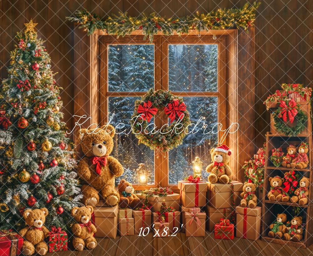 Kate Sapin de Noël Fenêtre Ours en peluche Toile de fond conçue par Emetselch