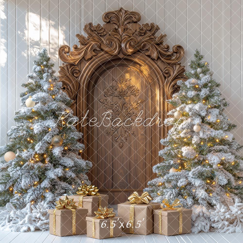 Kate Sapin de Noël Porte en Bois Cadeaux Toile de fond conçue par Mini MakeBelieve - Kate Backdrop FR