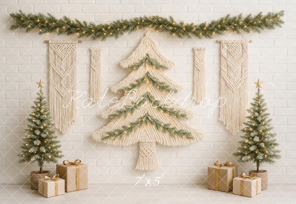 Kate Sapin de Noël Bohème Macramé Toile de fond conçu par Ashley Paul - Kate Backdrop FR
