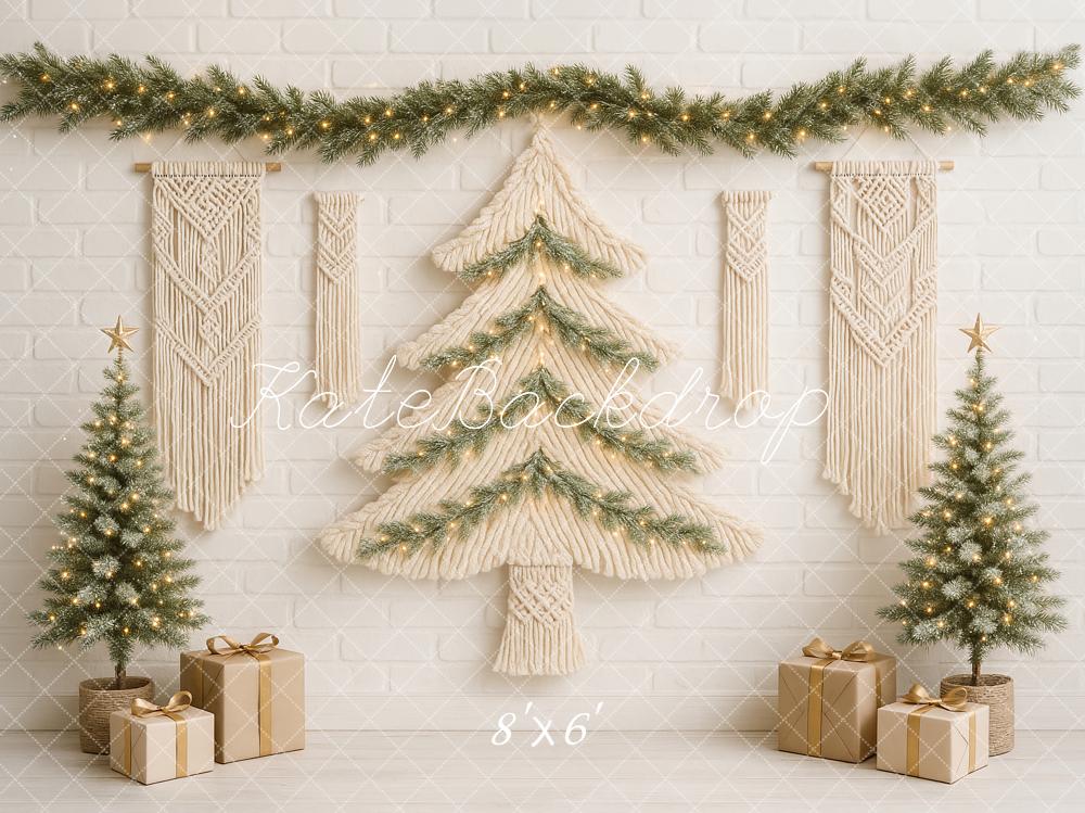 Kate Sapin de Noël Bohème Macramé Toile de fond conçu par Ashley Paul - Kate Backdrop FR