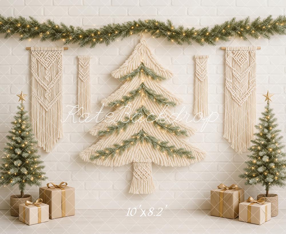 Kate Sapin de Noël Bohème Macramé Toile de fond conçu par Ashley Paul - Kate Backdrop FR
