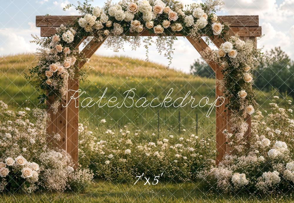 Kate Mariage Romantique Fleur Herbe Arche Toile de fond conçue par Emetselch - Kate Backdrop FR