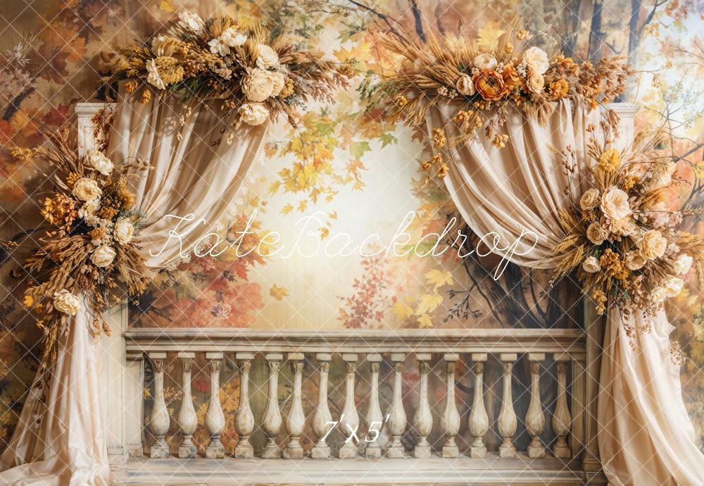 Kate Automne Balcon Rétro Fleurs Rideau Toile de fond conçue par Emetselch - Kate Backdrop FR