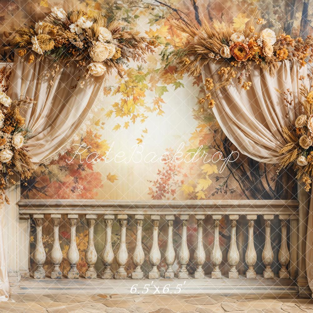 Kate Automne Balcon Rétro Fleurs Rideau Toile de fond conçue par Emetselch - Kate Backdrop FR
