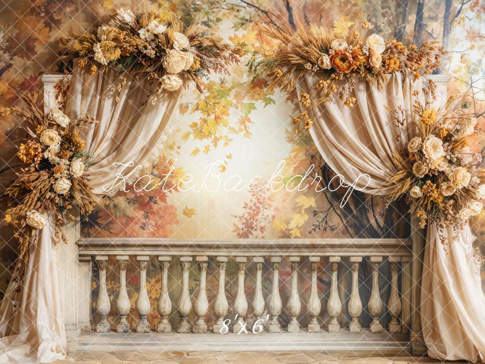 Kate Automne Balcon Rétro Fleurs Rideau Toile de fond conçue par Emetselch - Kate Backdrop FR