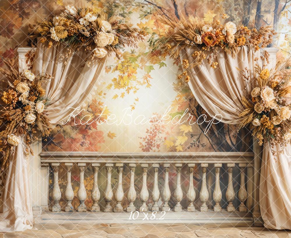 Kate Automne Balcon Rétro Fleurs Rideau Toile de fond conçue par Emetselch - Kate Backdrop FR