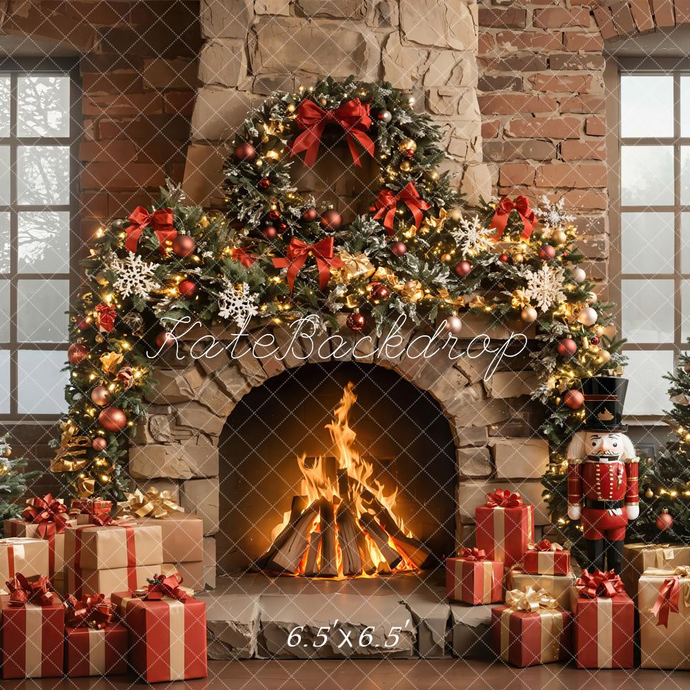 Kate Sapin de Noël Cheminée Casse-Noisette Toile de fond conçue par Emetselch - Kate Backdrop FR