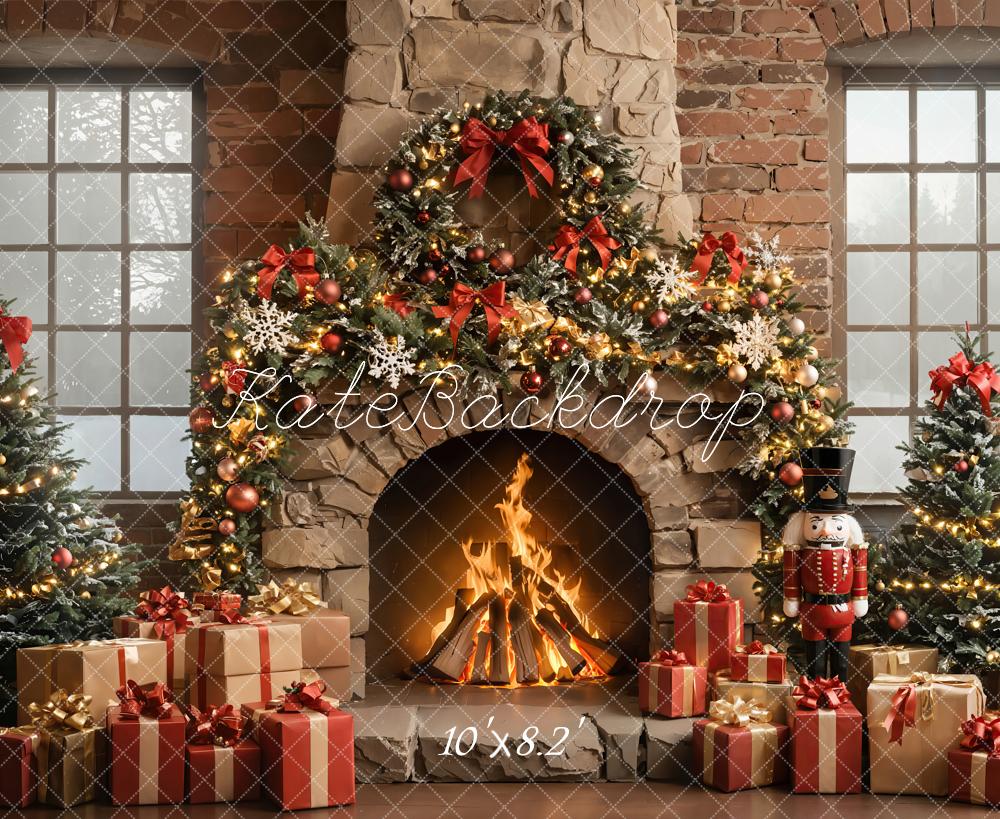 Kate Sapin de Noël Cheminée Casse-Noisette Toile de fond conçue par Emetselch - Kate Backdrop FR