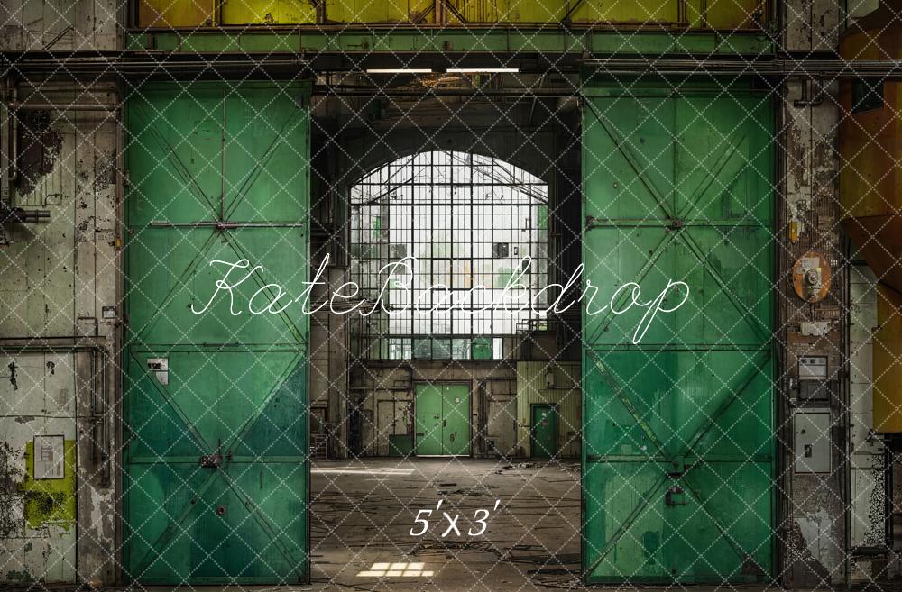 Kate Industriel Vintage Vert Entrepôt Toile de fond conçue par Emetselch