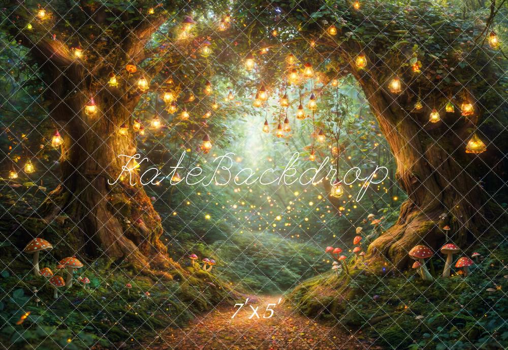 Kate Conte de fées Forêt Lumières Champignons Toile de fond conçue par Emetselch - Kate Backdrop FR
