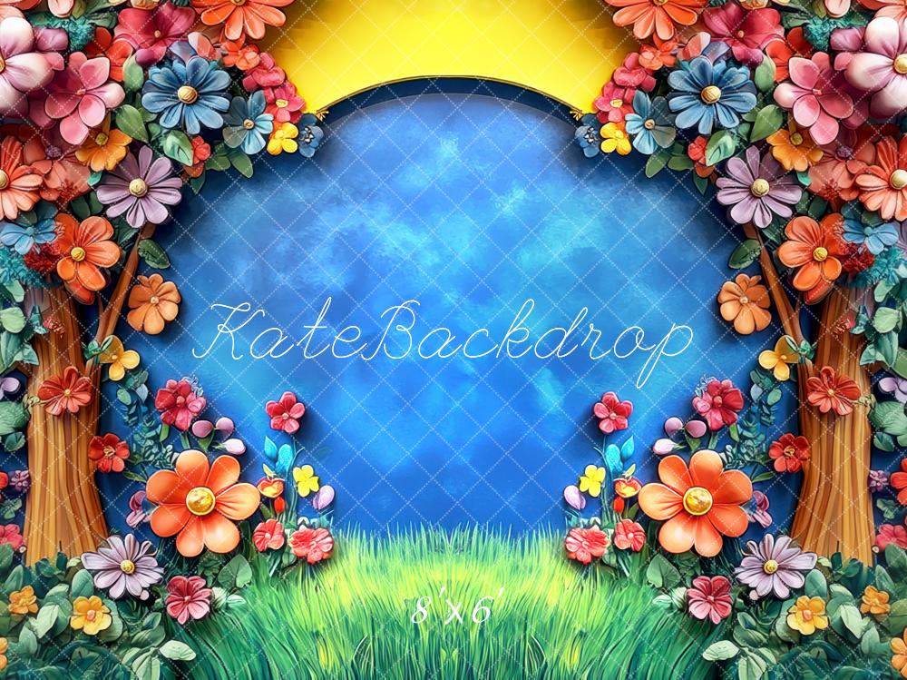 Kate Scolaire Fleurs Jardin Prairie Toile de fond conçue par Mini MakeBelieve