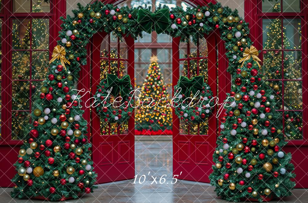 Kate Sapin de Noël Arche Porte Rouge Toile de fond conçue par Mini MakeBelieve