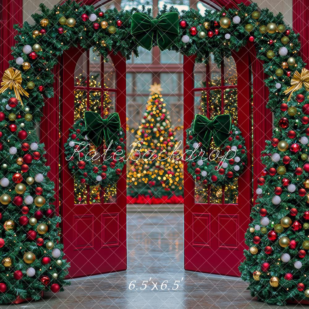 Kate Sapin de Noël Arche Porte Rouge Toile de fond conçue par Mini MakeBelieve