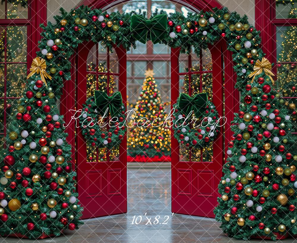 Kate Sapin de Noël Arche Porte Rouge Toile de fond conçue par Mini MakeBelieve