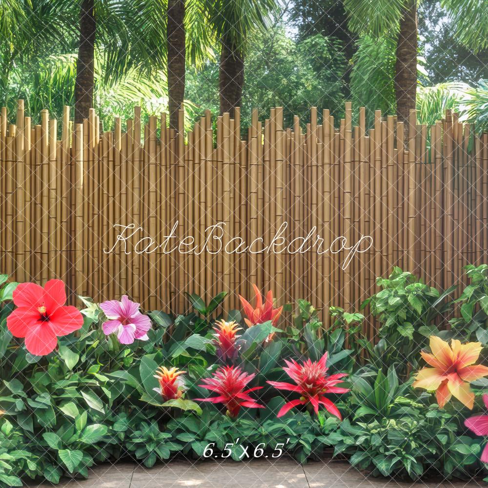 Kate Été Tropical Jardin Bambou Clôture Toile de fond conçue par Mini MakeBelieve