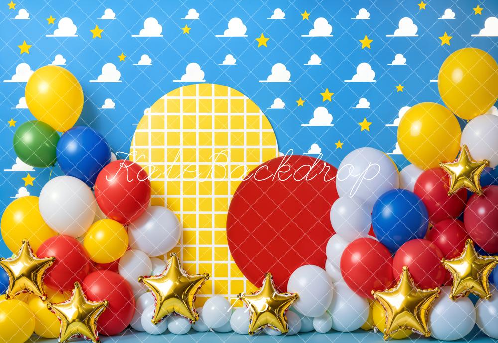 Kate Anniversaire Ballon Étoile Nuage Fête Toile de fond conçue par Emetselch