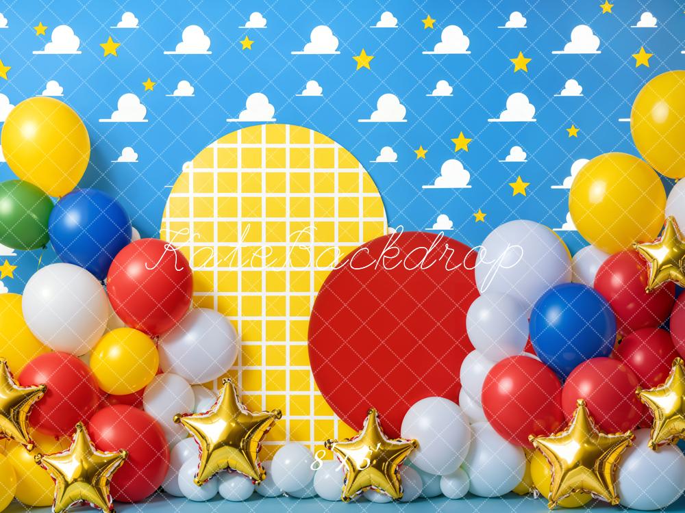 Kate Anniversaire Ballon Étoile Nuage Fête Toile de fond conçue par Emetselch