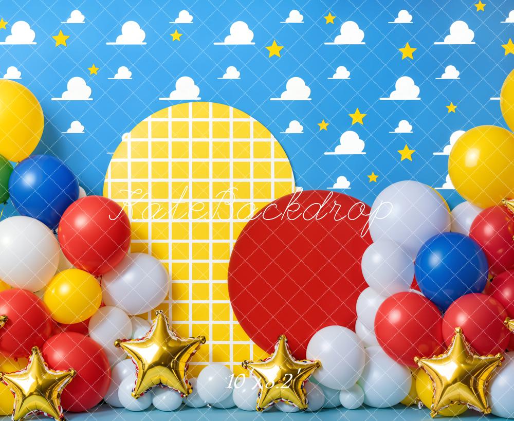 Kate Anniversaire Ballon Étoile Nuage Fête Toile de fond conçue par Emetselch