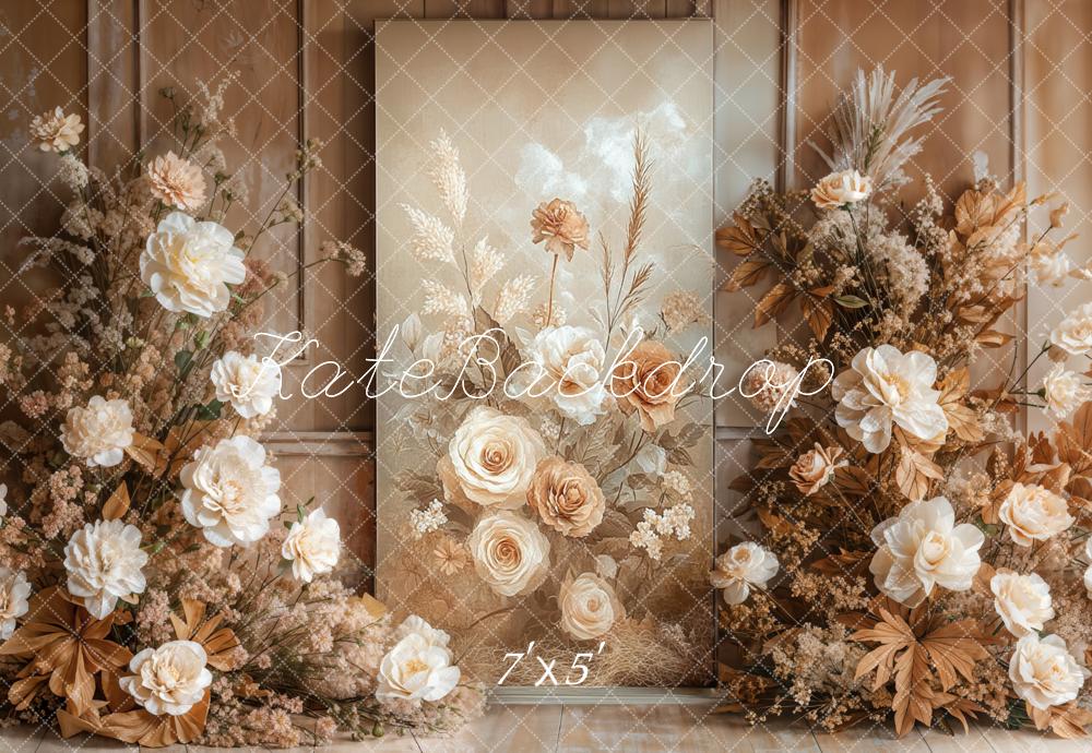 Kate Automne Bohème Fleurs Beige Vintage Toile de fond conçue par Emetselch