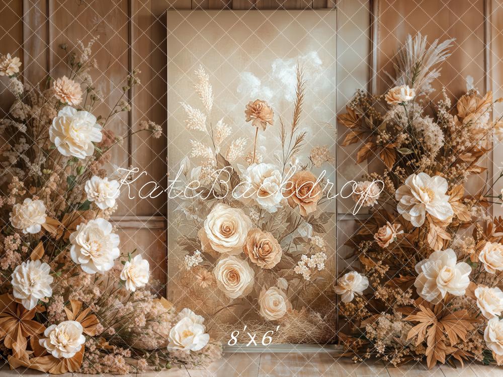 Kate Automne Bohème Fleurs Beige Vintage Toile de fond conçue par Emetselch