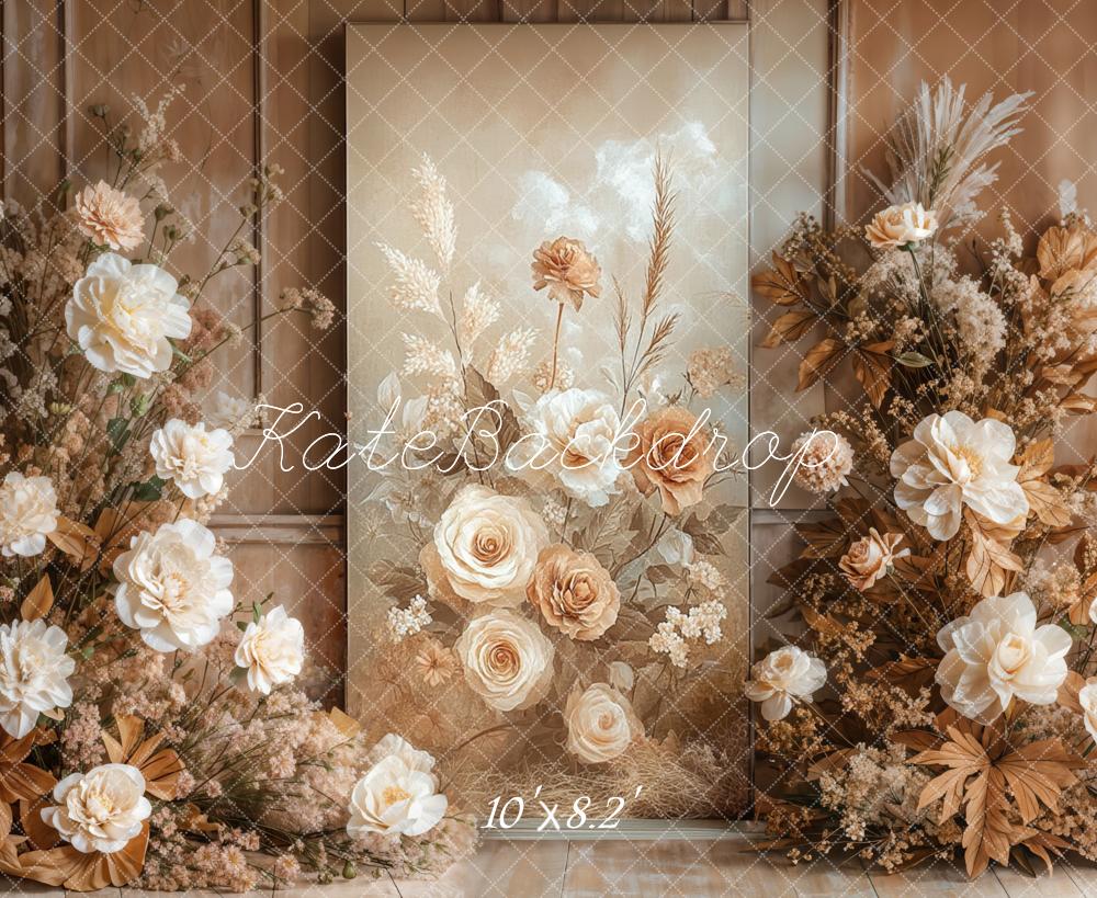 Kate Automne Bohème Fleurs Beige Vintage Toile de fond conçue par Emetselch