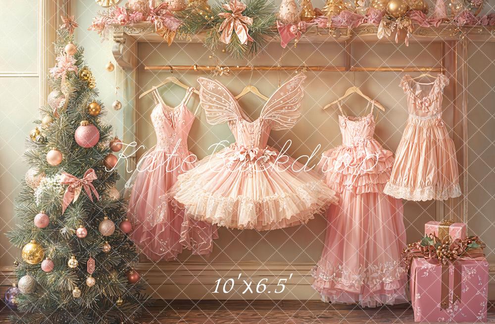 Kate Sapin de Noël Robes Rose Cadeau Toile de fond conçue par Emetselch - Kate Backdrop FR