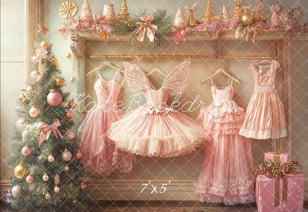 Kate Sapin de Noël Robes Rose Cadeau Toile de fond conçue par Emetselch - Kate Backdrop FR