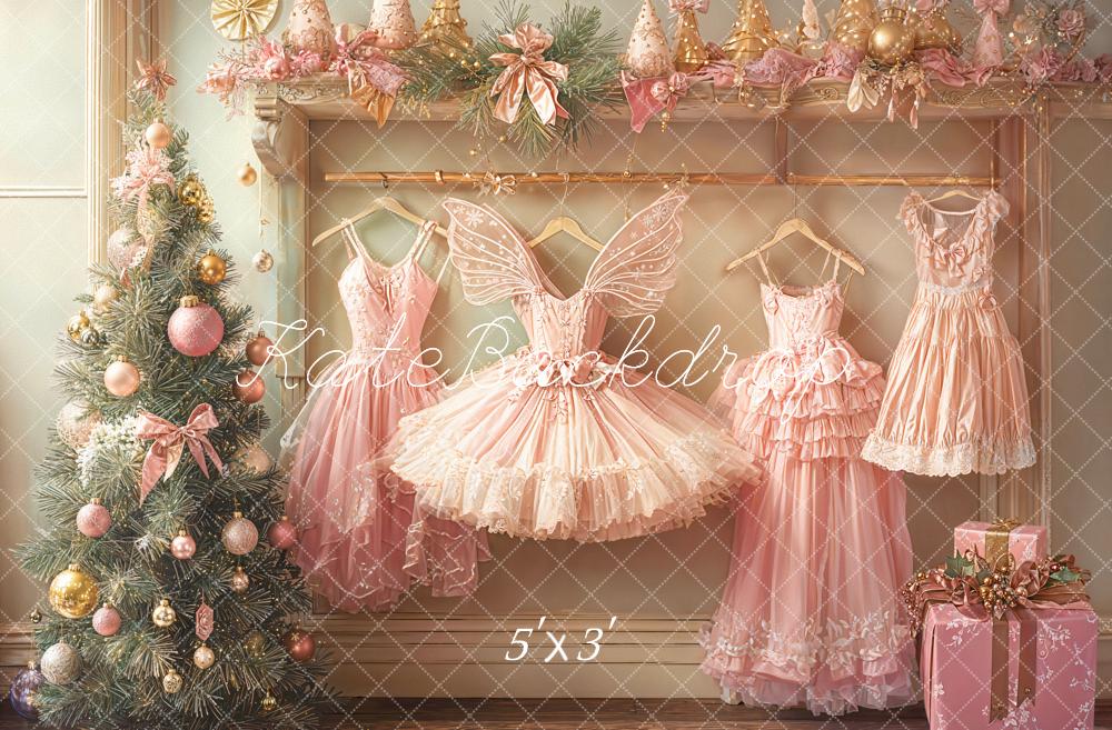 Kate Sapin de Noël Robes Rose Cadeau Toile de fond conçue par Emetselch - Kate Backdrop FR